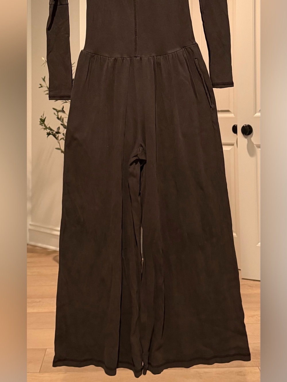 Women's Long Sleeve Wide Leg Jumpsuit - charcoal